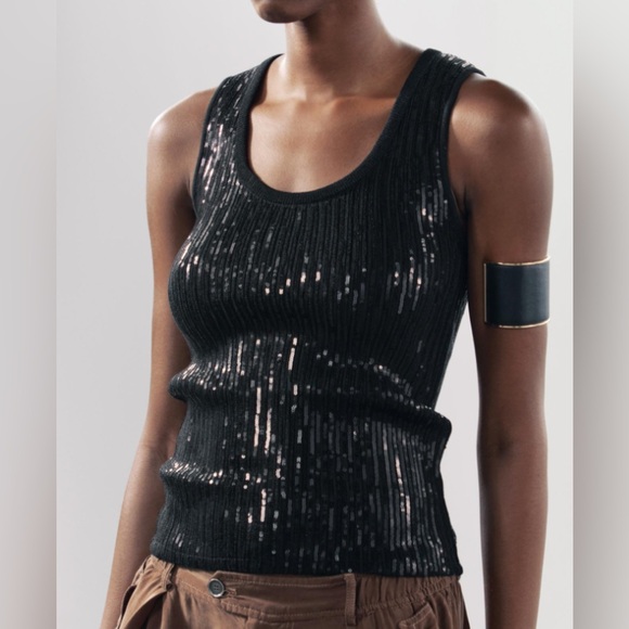 Zara Tops - Nwt- Zara- sequined tank top- M